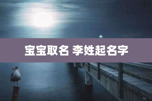 宝宝取名 李姓起名字
