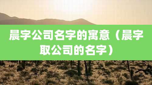 晨字公司名字的寓意(晨字取公司的名字)