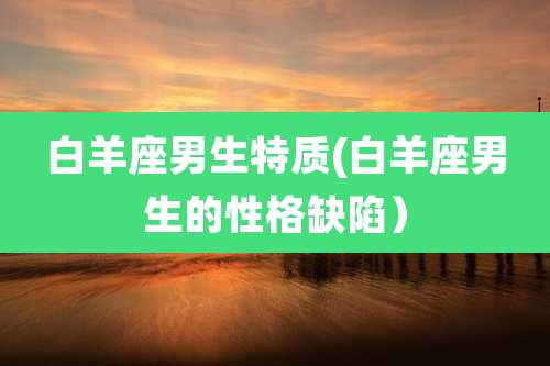 白羊座男生特质(白羊座男生的性格缺陷)
