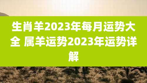 生肖羊2023年每月运势大全 属羊运势2023年运势详解