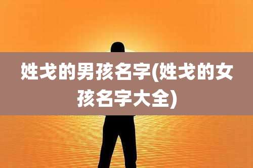 姓戈的男孩名字(姓戈的女孩名字大全)