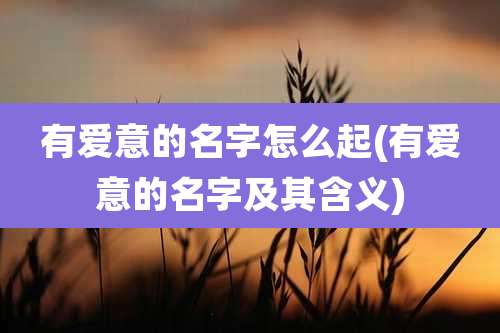 有爱意的名字怎么起(有爱意的名字及其含义)