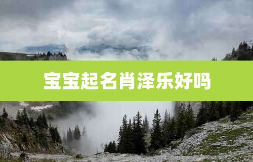 宝宝起名肖泽乐好吗