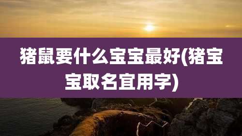 猪鼠要什么宝宝最好(猪宝宝取名宜用字)
