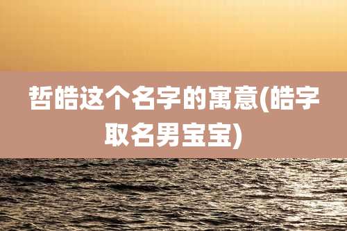哲皓这个名字的寓意(皓字取名男宝宝)