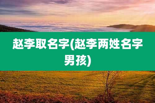 赵李取名字(赵李两姓名字男孩)