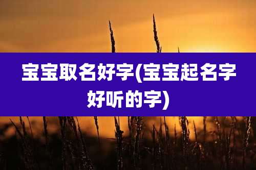 宝宝取名好字(宝宝起名字好听的字)