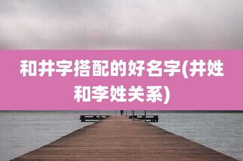 和井字搭配的好名字(井姓和李姓关系)