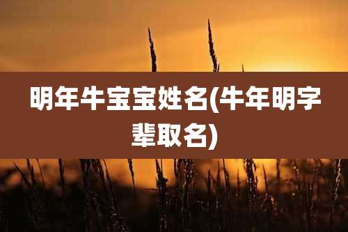 明年牛宝宝姓名(牛年明字辈取名)