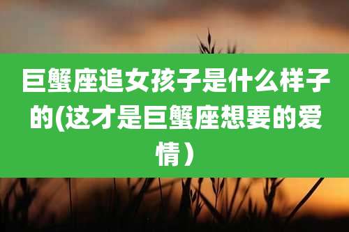 巨蟹座追女孩子是什么样子的(这才是巨蟹座想要的爱情)