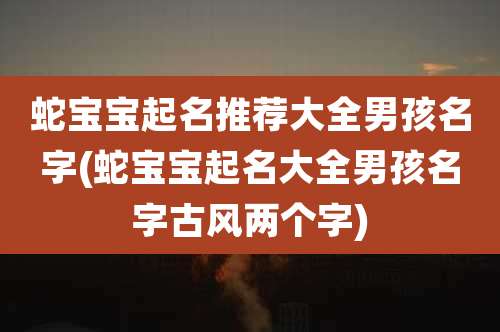 蛇宝宝起名推荐大全男孩名字(蛇宝宝起名大全男孩名字古风两个字)