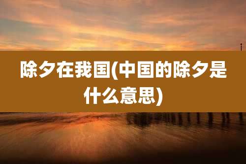 除夕在我国(中国的除夕是什么意思)