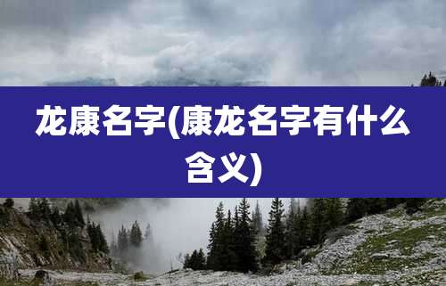 龙康名字(康龙名字有什么含义)