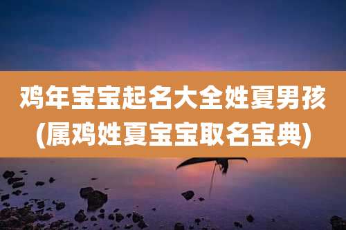 鸡年宝宝起名大全姓夏男孩(属鸡姓夏宝宝取名宝典)