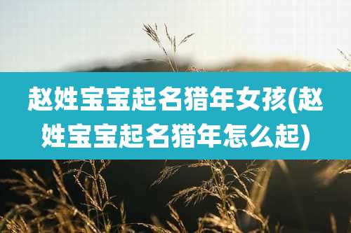 赵姓宝宝起名猎年女孩(赵姓宝宝起名猎年怎么起)