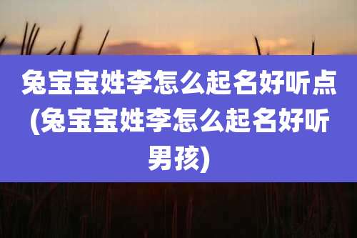 兔宝宝姓李怎么起名好听点(兔宝宝姓李怎么起名好听男孩)