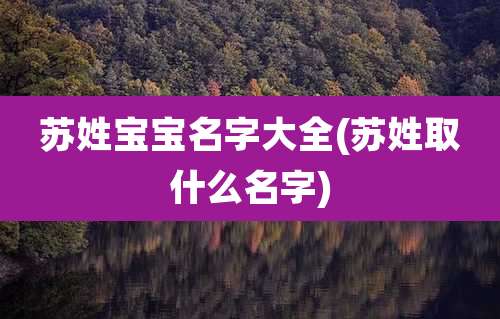 苏姓宝宝名字大全(苏姓取什么名字)