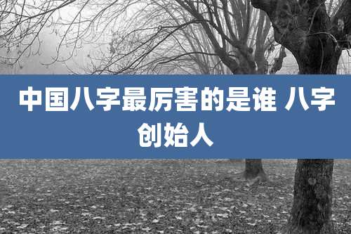 中国八字最厉害的是谁 八字创始人