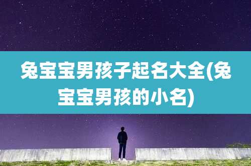 兔宝宝男孩子起名大全(兔宝宝男孩的小名)