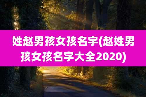 姓赵男孩女孩名字(赵姓男孩女孩名字大全2020)