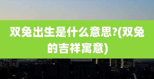 双兔出生是什么意思?(双兔的吉祥寓意)