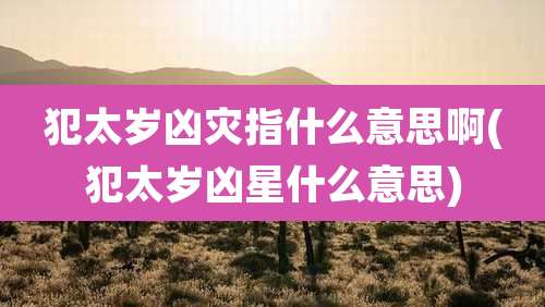 犯太岁凶灾指什么意思啊(犯太岁凶星什么意思)