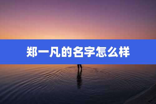 郑一凡的名字怎么样