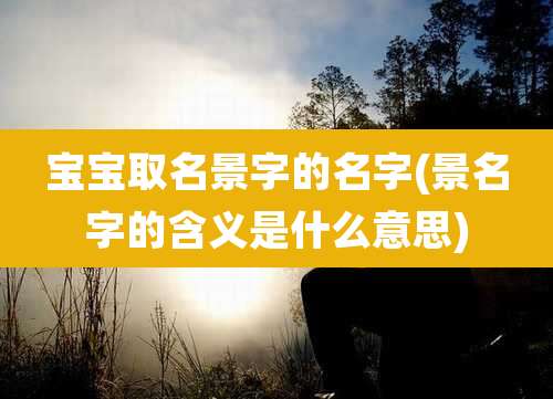 宝宝取名景字的名字(景名字的含义是什么意思)