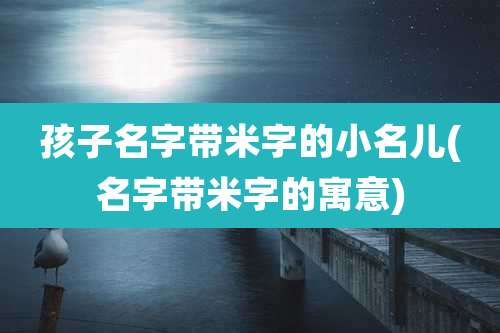孩子名字带米字的小名儿(名字带米字的寓意)