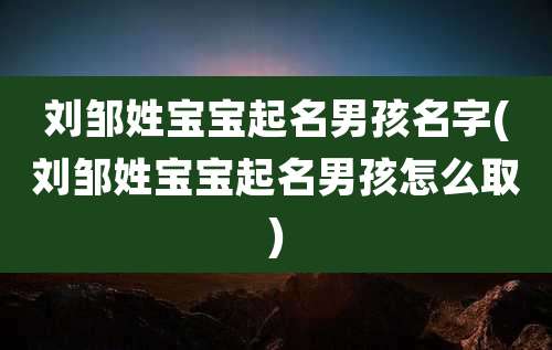 刘邹姓宝宝起名男孩名字(刘邹姓宝宝起名男孩怎么取)
