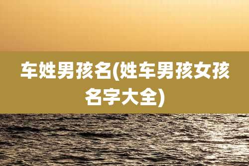 车姓男孩名(姓车男孩女孩名字大全)