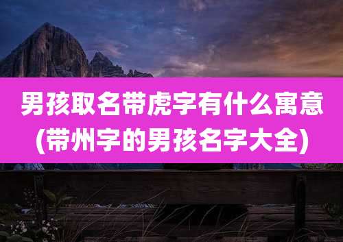 男孩取名带虎字有什么寓意(带州字的男孩名字大全)