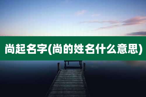 尚起名字(尚的姓名什么意思)