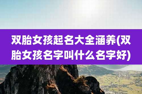 双胎女孩起名大全涵养(双胎女孩名字叫什么名字好)