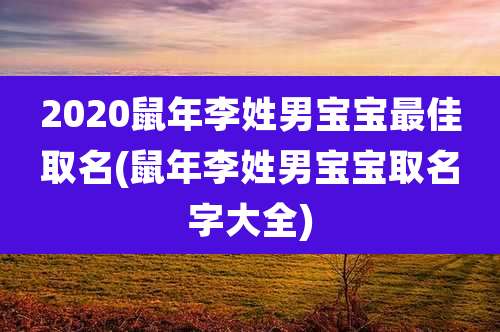 2020鼠年李姓男宝宝最佳取名(鼠年李姓男宝宝取名字大全)