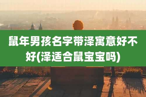 鼠年男孩名字带泽寓意好不好(泽适合鼠宝宝吗)