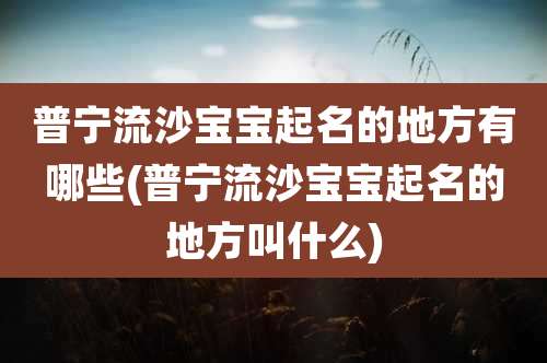 普宁流沙宝宝起名的地方有哪些(普宁流沙宝宝起名的地方叫什么)