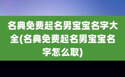 名典免费起名男宝宝名字大全(名典免费起名男宝宝名字怎么取)
