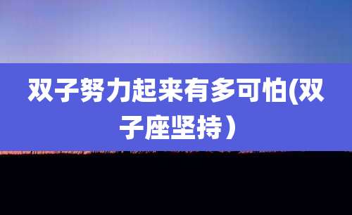 双子努力起来有多可怕(双子座坚持)