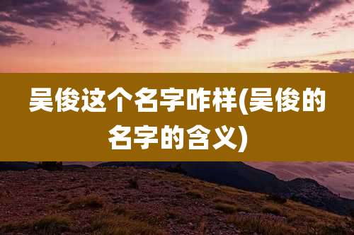 吴俊这个名字咋样(吴俊的名字的含义)