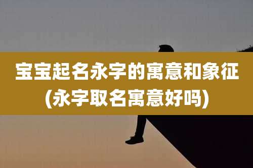 宝宝起名永字的寓意和象征(永字取名寓意好吗)