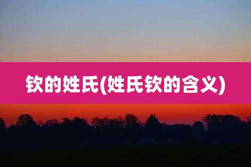 钦的姓氏(姓氏钦的含义)