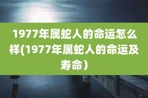 1977年属蛇人的命运怎么样(1977年属蛇人的命运及寿命)