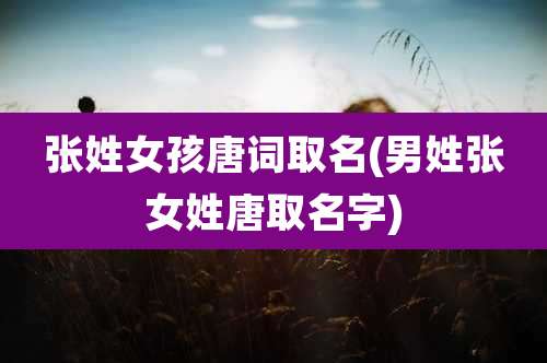 张姓女孩唐词取名(男姓张女姓唐取名字)