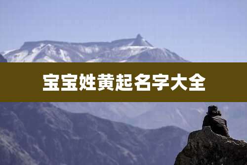宝宝姓黄起名字大全