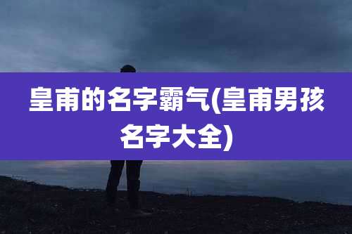 皇甫的名字霸气(皇甫男孩名字大全)