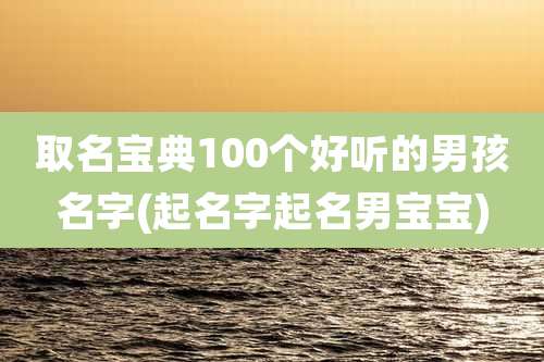取名宝典100个好听的男孩名字(起名字起名男宝宝)