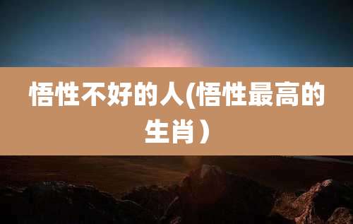 悟性不好的人(悟性最高的生肖)