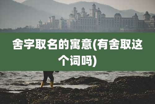 舍字取名的寓意(有舍取这个词吗)