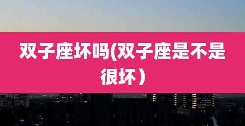 双子座坏吗(双子座是不是很坏）